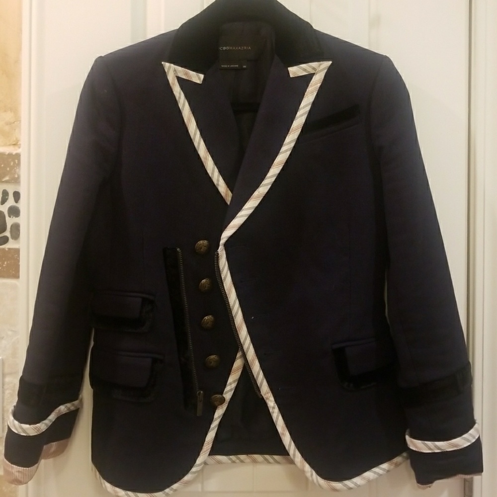 Navy jacket with phenomenal details throughout!